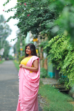 Cotton Candy - Plain Natural Dyed - Mulmul Cotton Saree