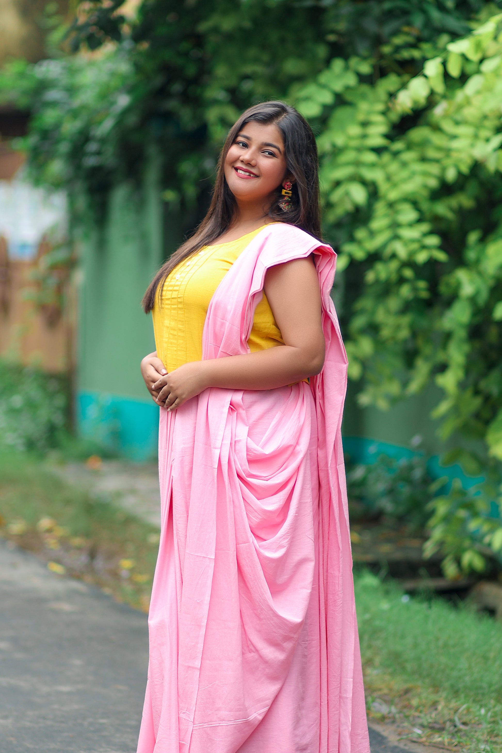 Cotton Candy - Plain Natural Dyed - Mulmul Cotton Saree