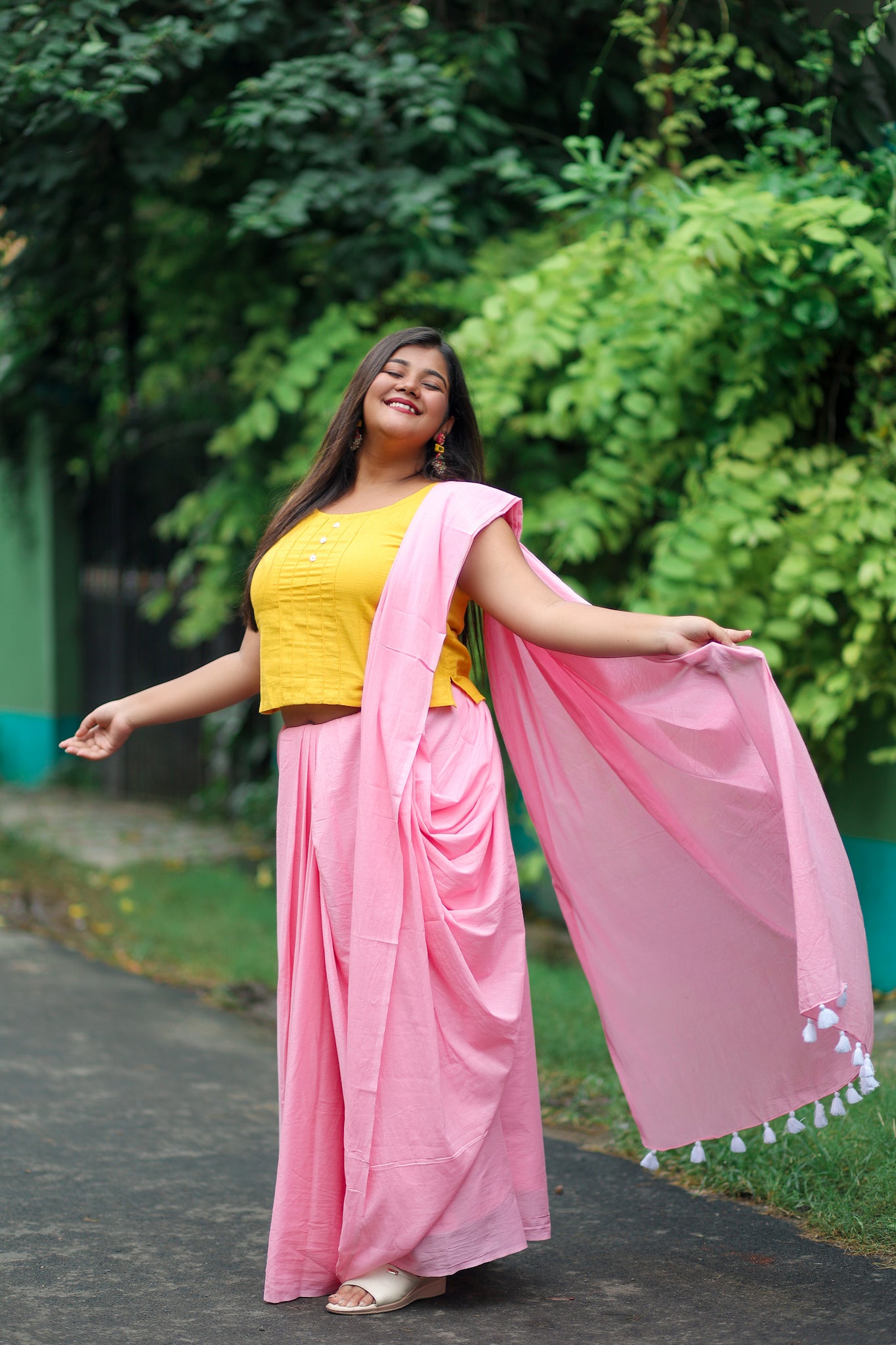 Cotton Candy - Plain Natural Dyed - Mulmul Cotton Saree