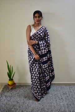 Hawa Hawai - Cotton Mulmul - Handblock Bagru Saree