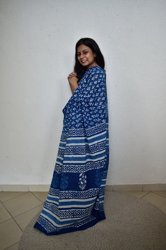 Indigo Harmony - Indigo Collection - Cotton Mulmul Saree