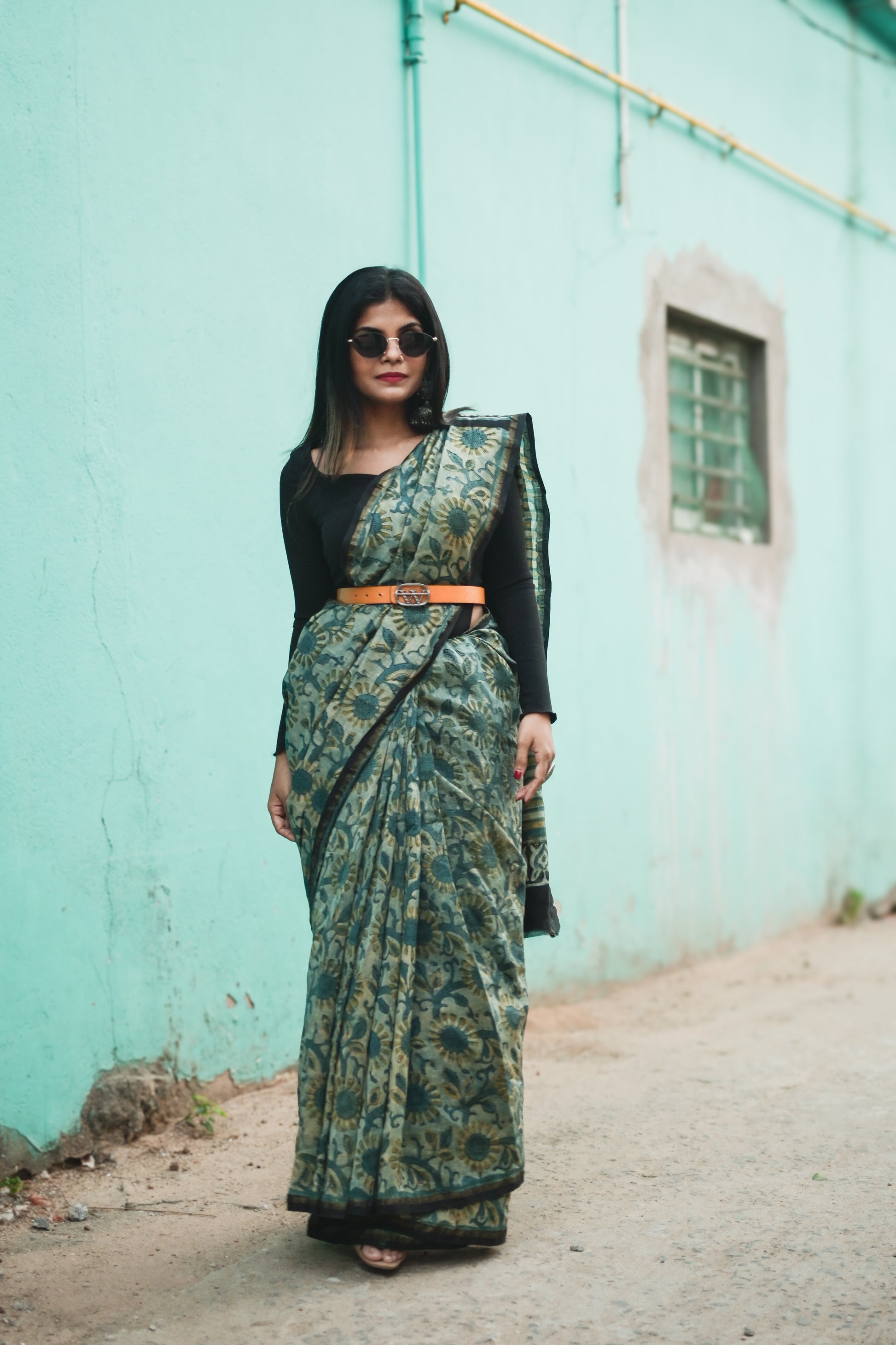 Mahika- Bagru Natural Dyes Handblock Printed - Chanderi Silk Saree