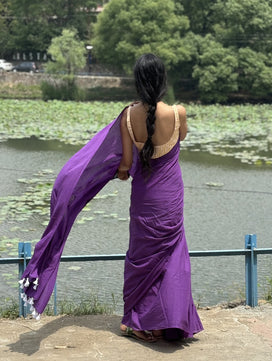 Purple Pyar - Plain Natural Dyed - Plain Mulmul Cotton Saree