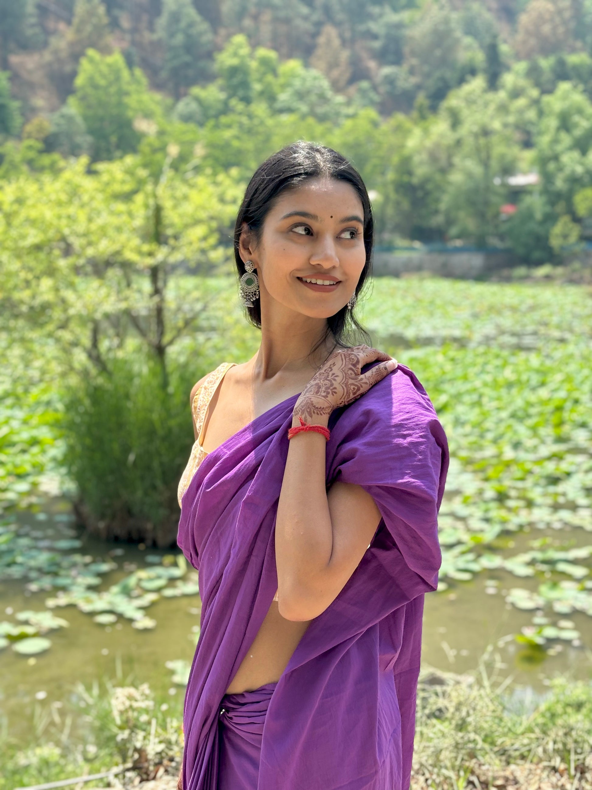 Purple Pyar - Plain Natural Dyed - Plain Mulmul Cotton Saree