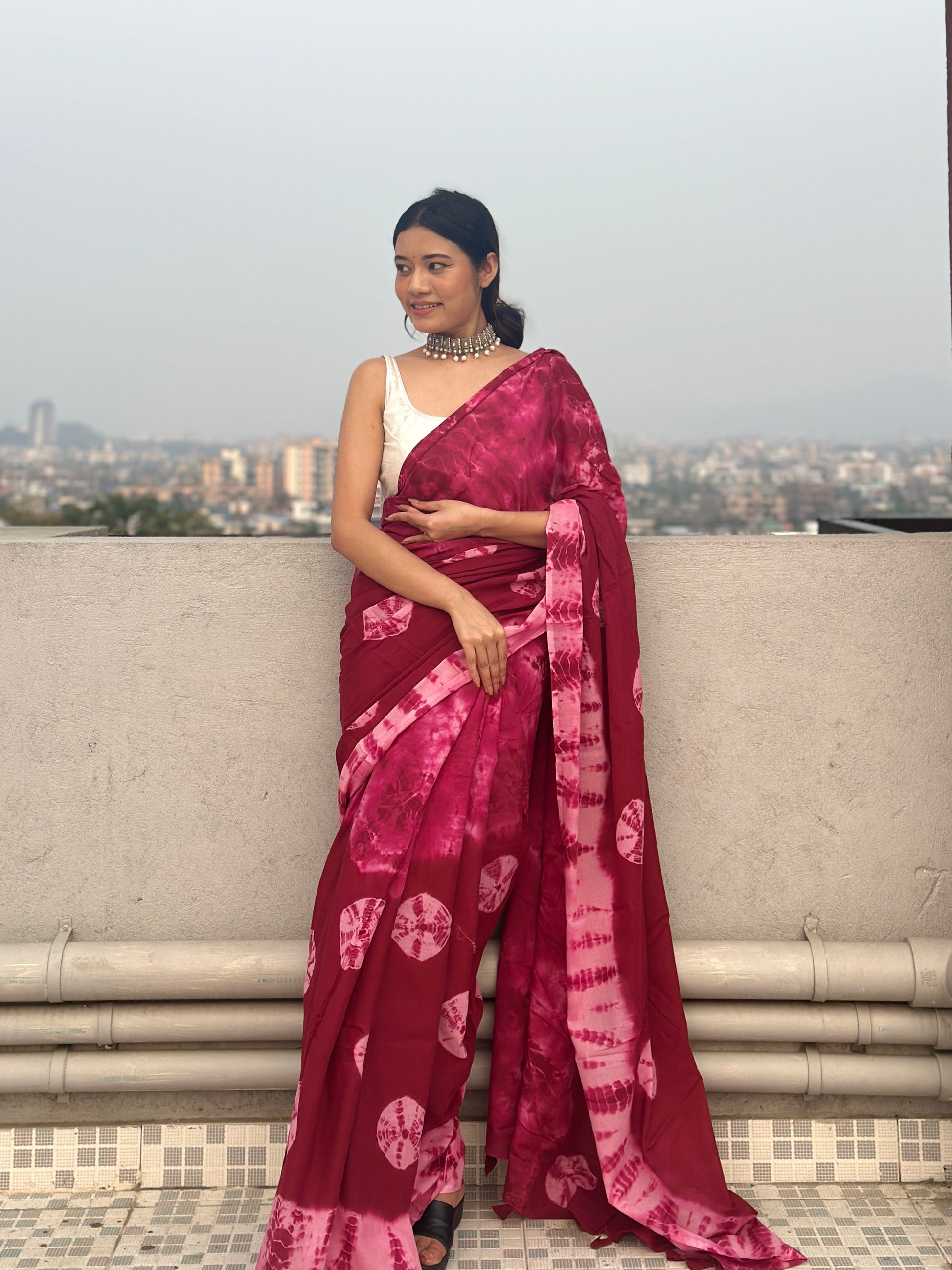 Bandani - Tie & Dye Shibori Print Natural Dyed - Mulmul Cotton Saree