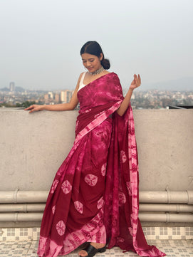 Bandani - Tie & Dye Shibori Print Natural Dyed - Mulmul Cotton Saree