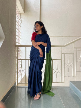 Sabrang - Plain Natural Dyes - Cotton Mulmul Saree