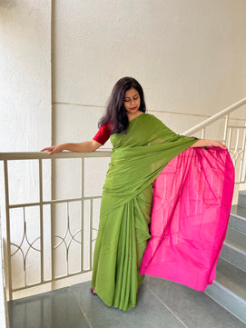 Sabrang - Plain Natural Dyes - Cotton Mulmul Saree