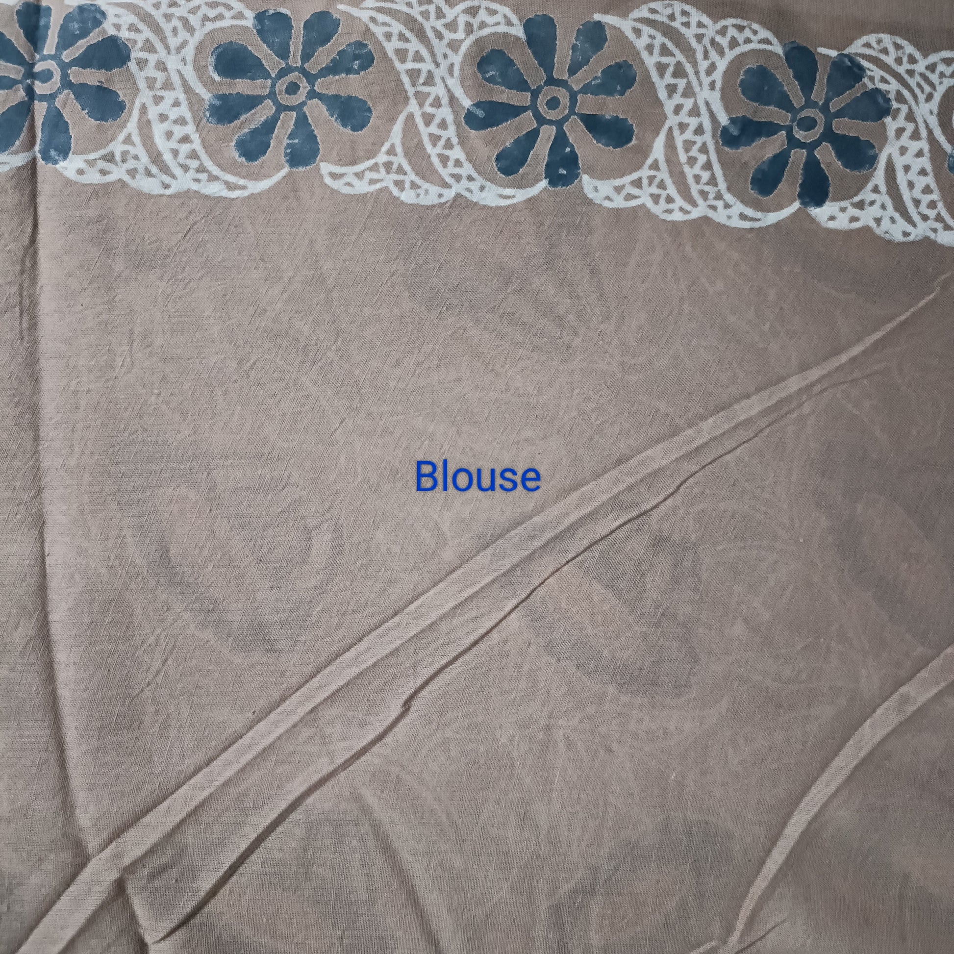 Splashes On The Beach - Handblock Print Natural Dyed - Mulmul Cotton Saree