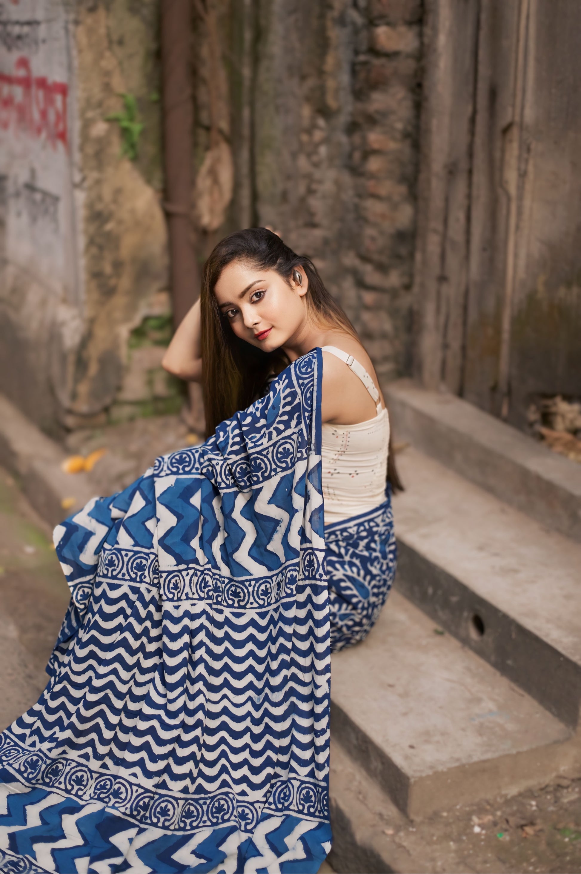 Indigo Bliss - Indigo Collection - Cotton Mulmul Saree