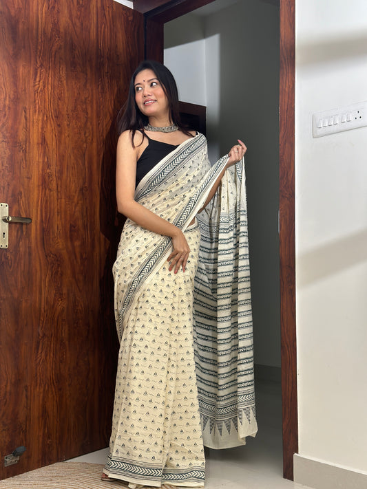 Kagaj ki kashti - My Little Boat Cotton Mulmul Saree