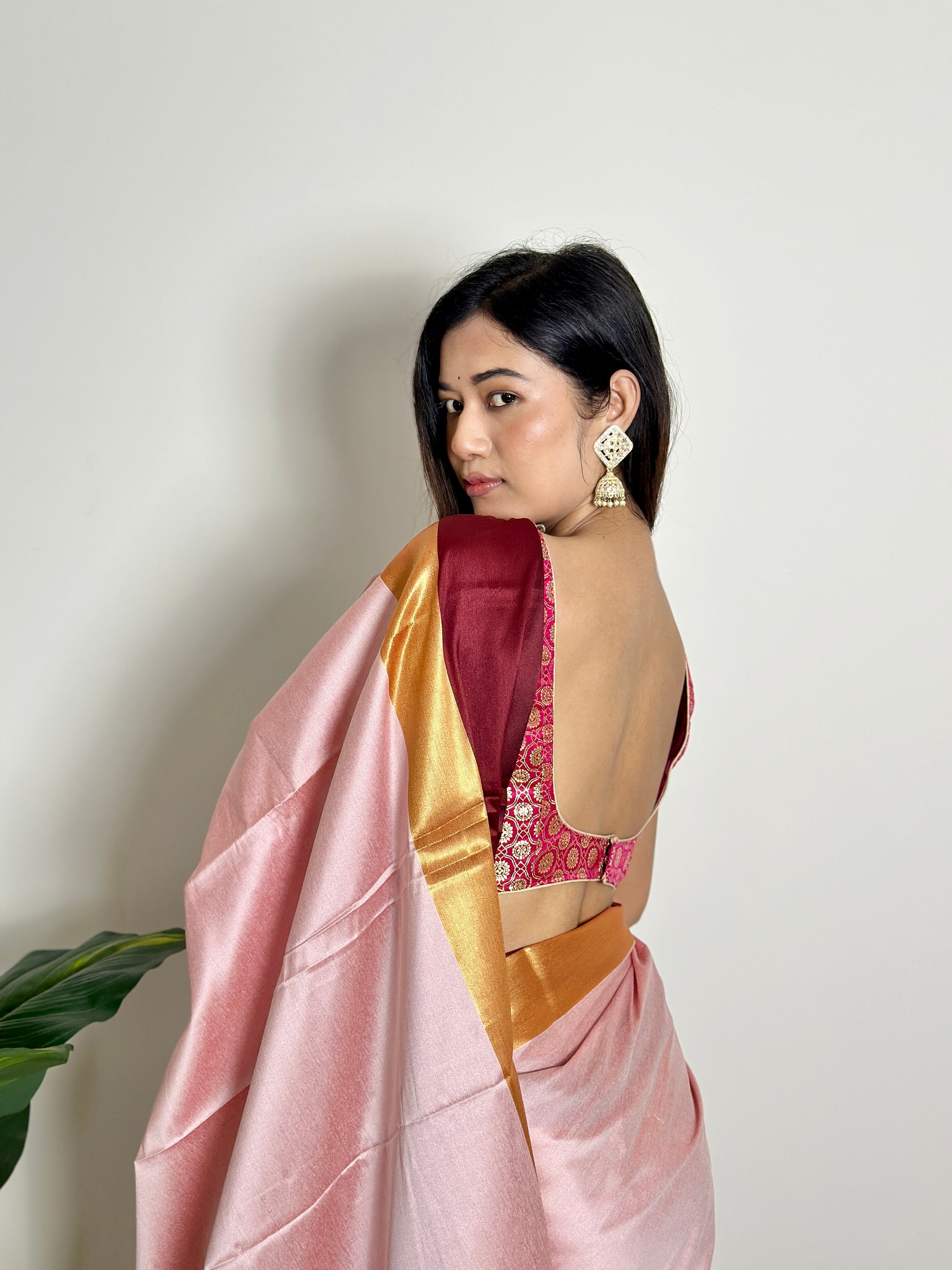 Rose Milk Pink - Handwoven - Silk Saree