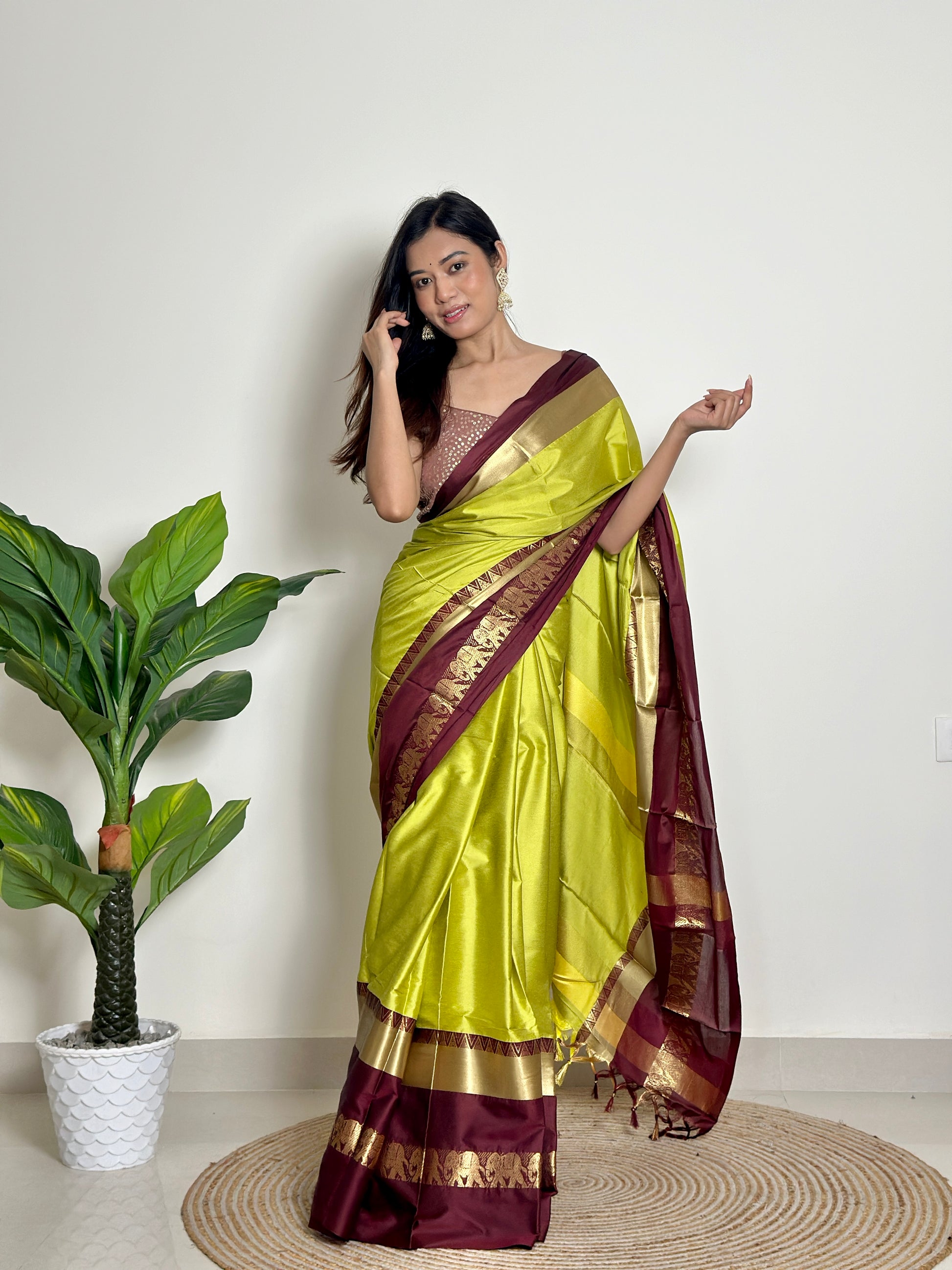 Lime Green - Handwoven - Silk Saree