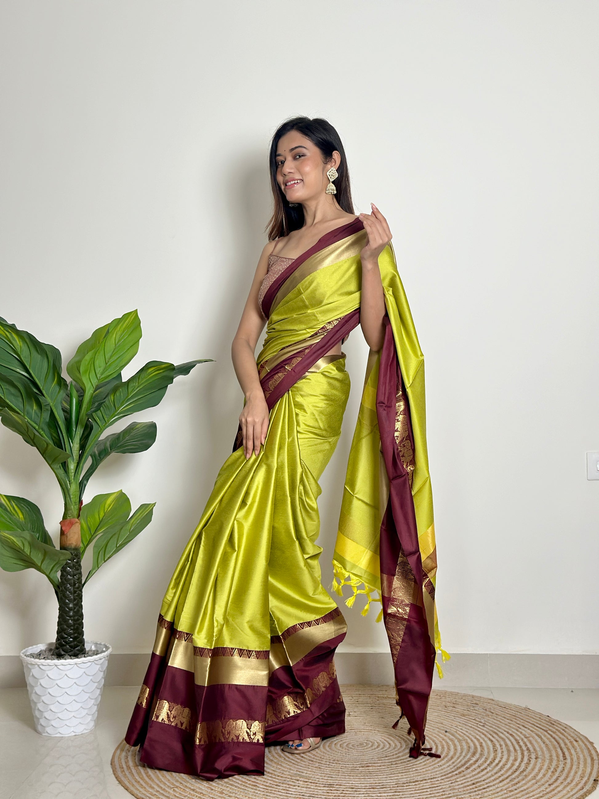 Lime Green - Handwoven - Silk Saree