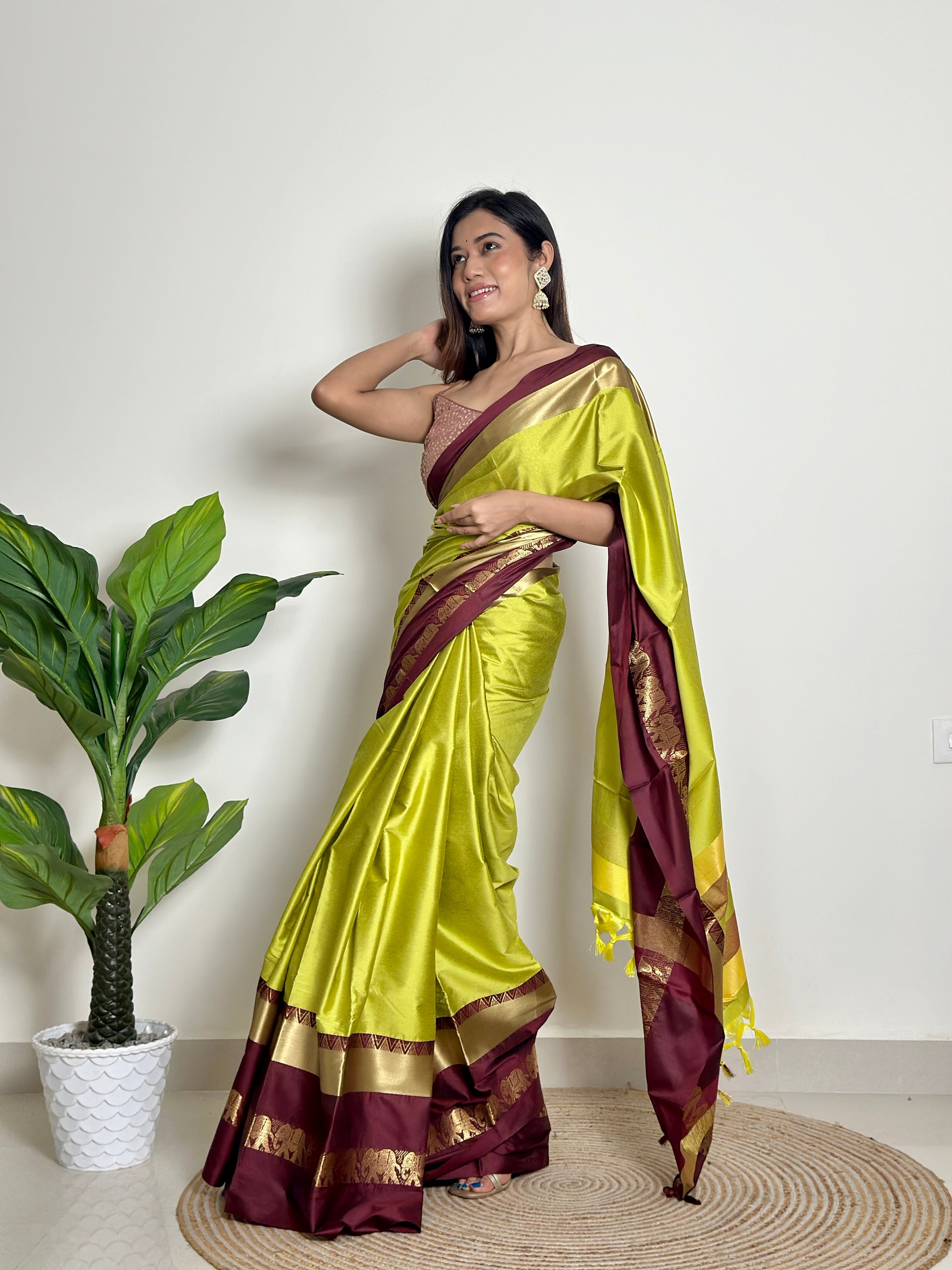 Lime Green - Handwoven - Silk Saree