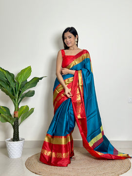 Vibrant Blue - Handwoven - Silk Saree