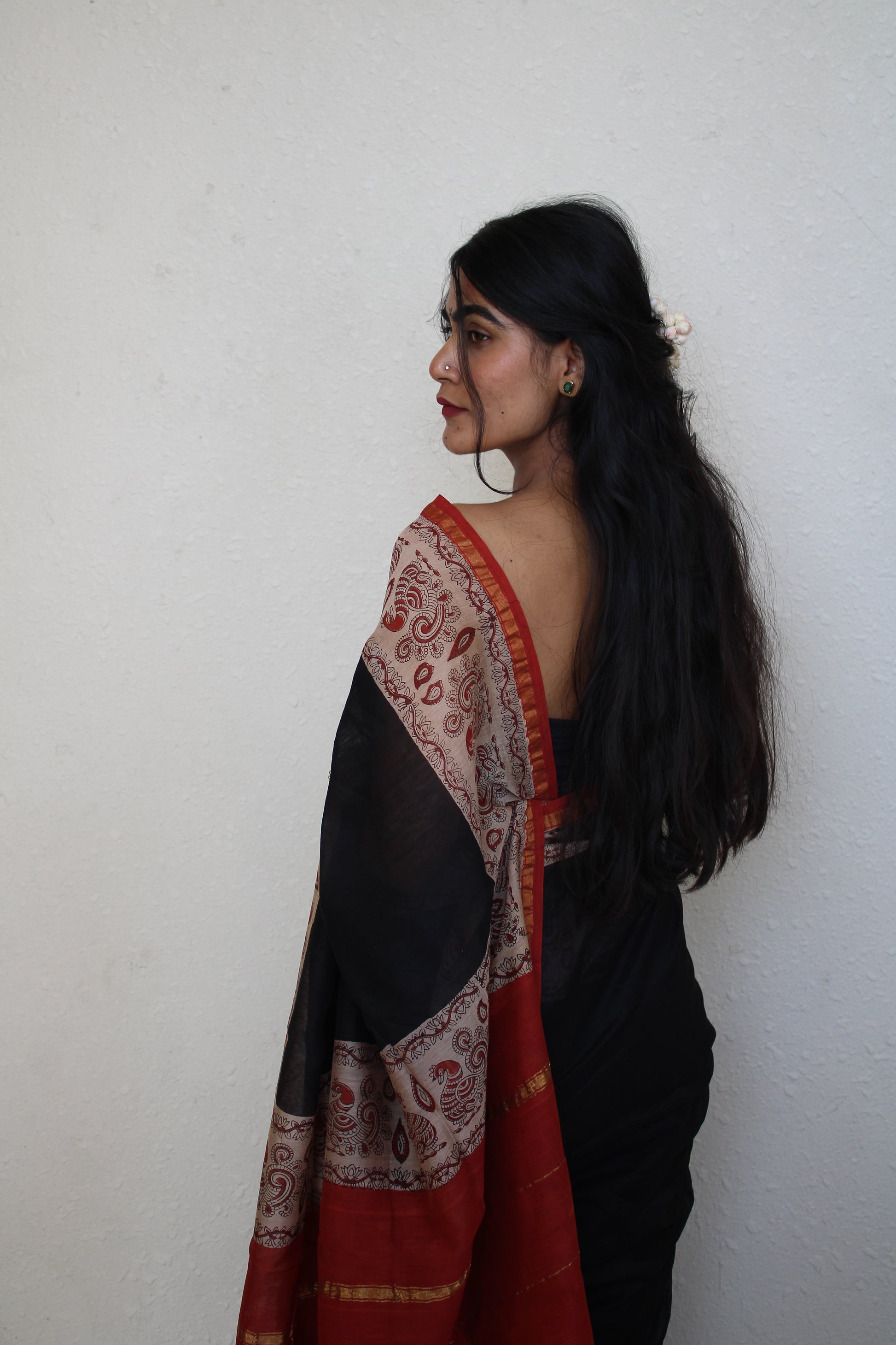 Umrao - Bagru Natural Dyes Handblock Printed - Chanderi Silk Saree