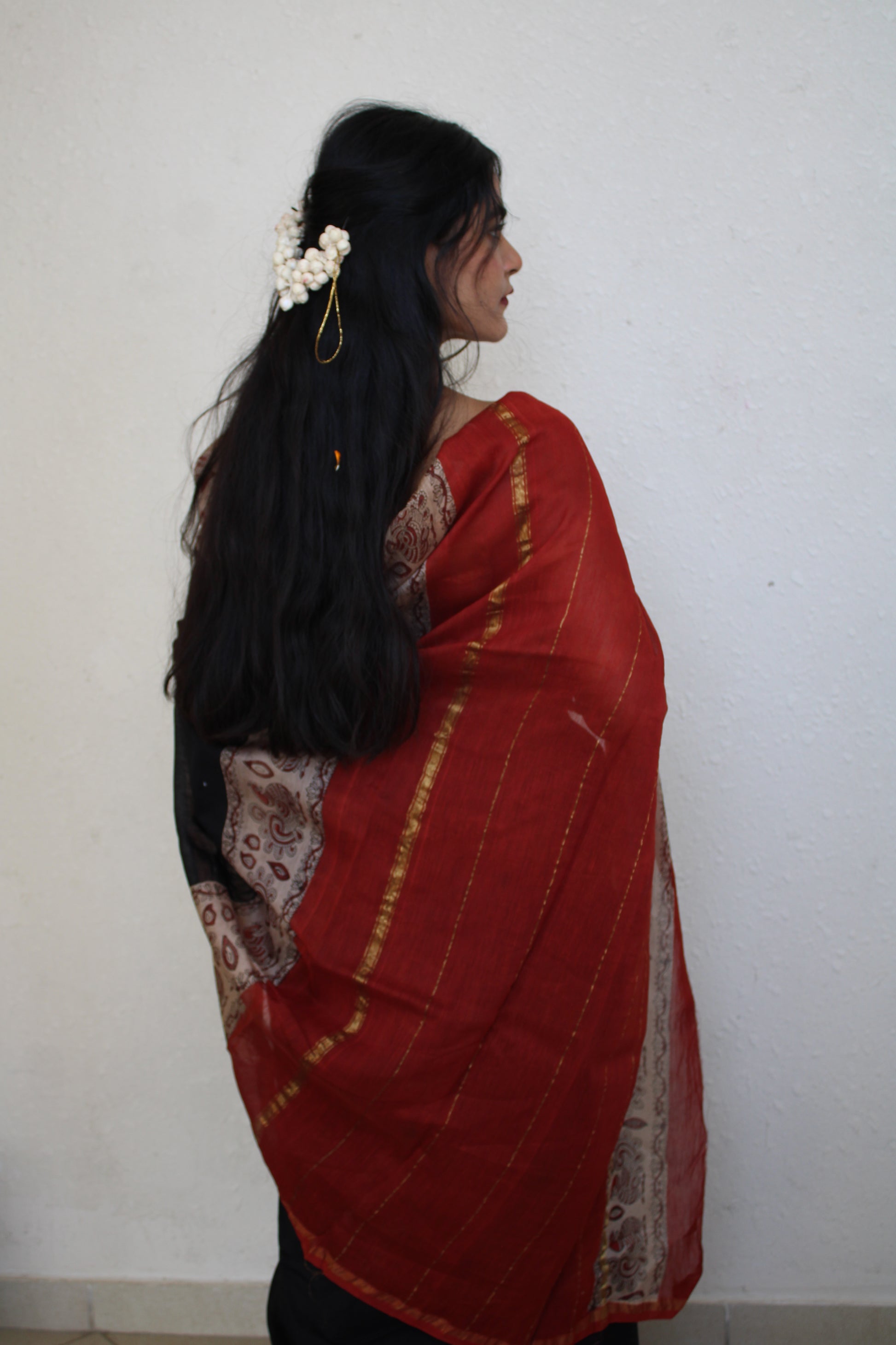 Umrao - Bagru Natural Dyes Handblock Printed - Chanderi Silk Saree