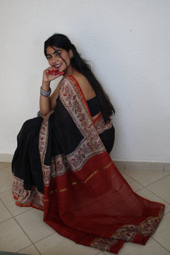 Umrao - Bagru Natural Dyes Handblock Printed - Chanderi Silk Saree