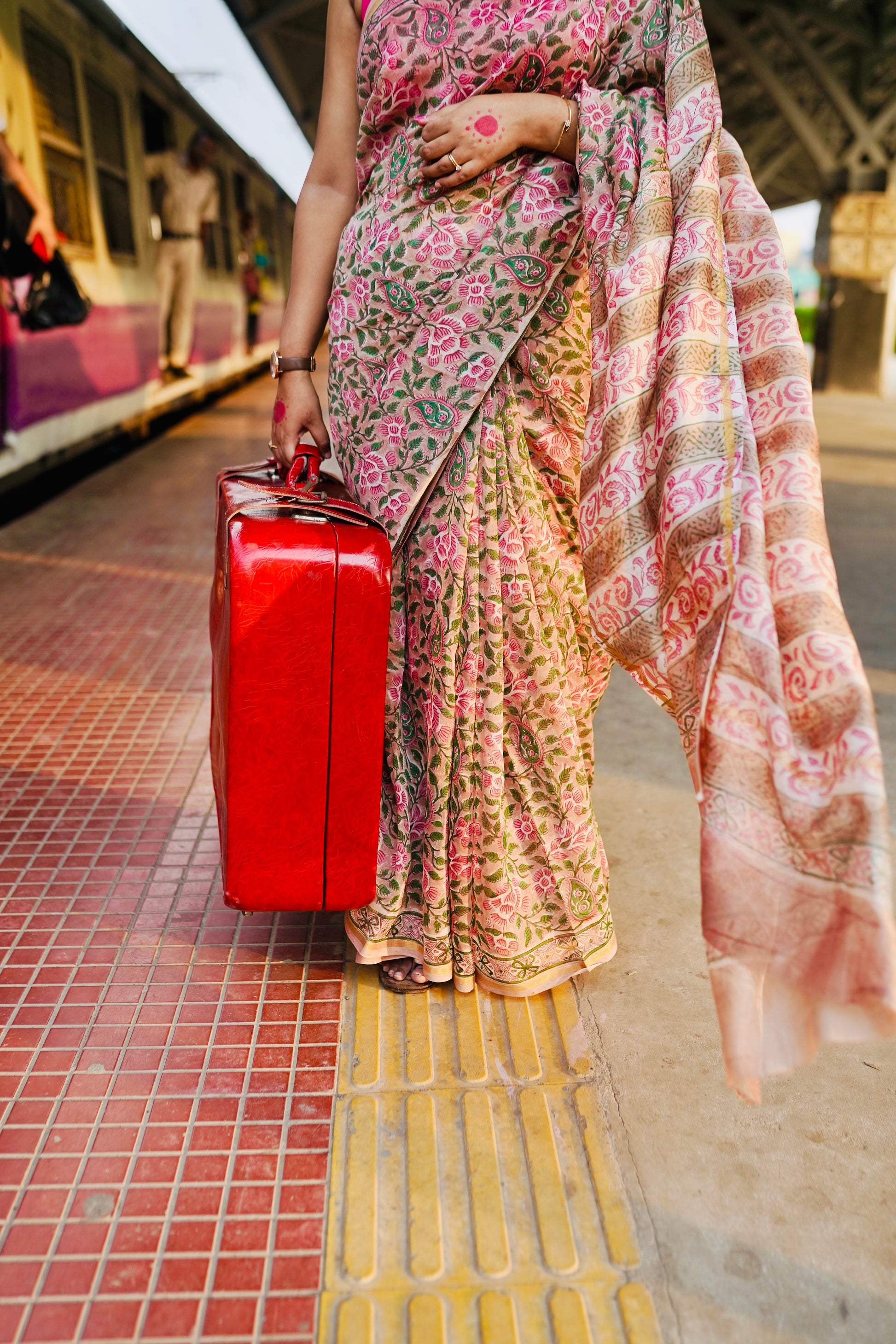 Latika - Bagru Natural Dyes Handblock Printed - Chanderi Silk Saree