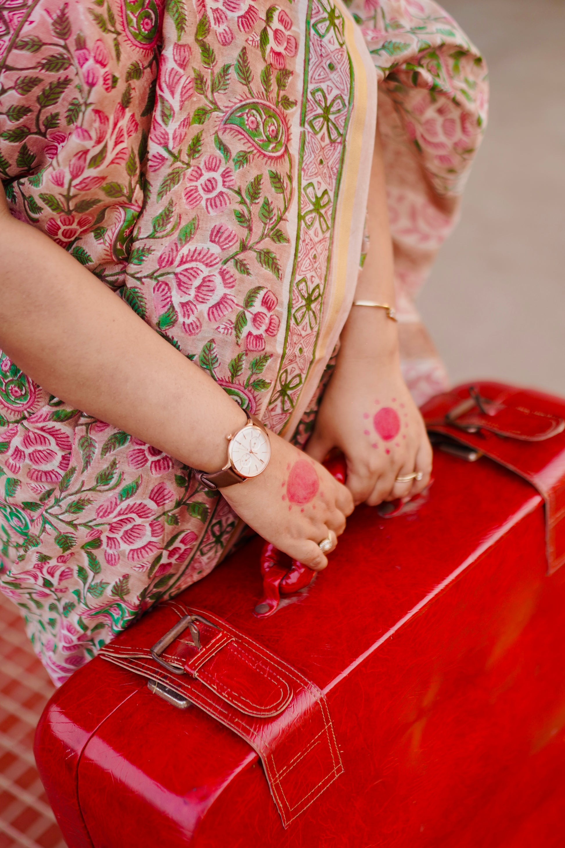 Latika - Bagru Natural Dyes Handblock Printed - Chanderi Silk Saree