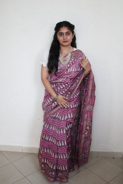 Samara- Bagru Natural Dyes Handblock Printed - Chanderi Silk Saree