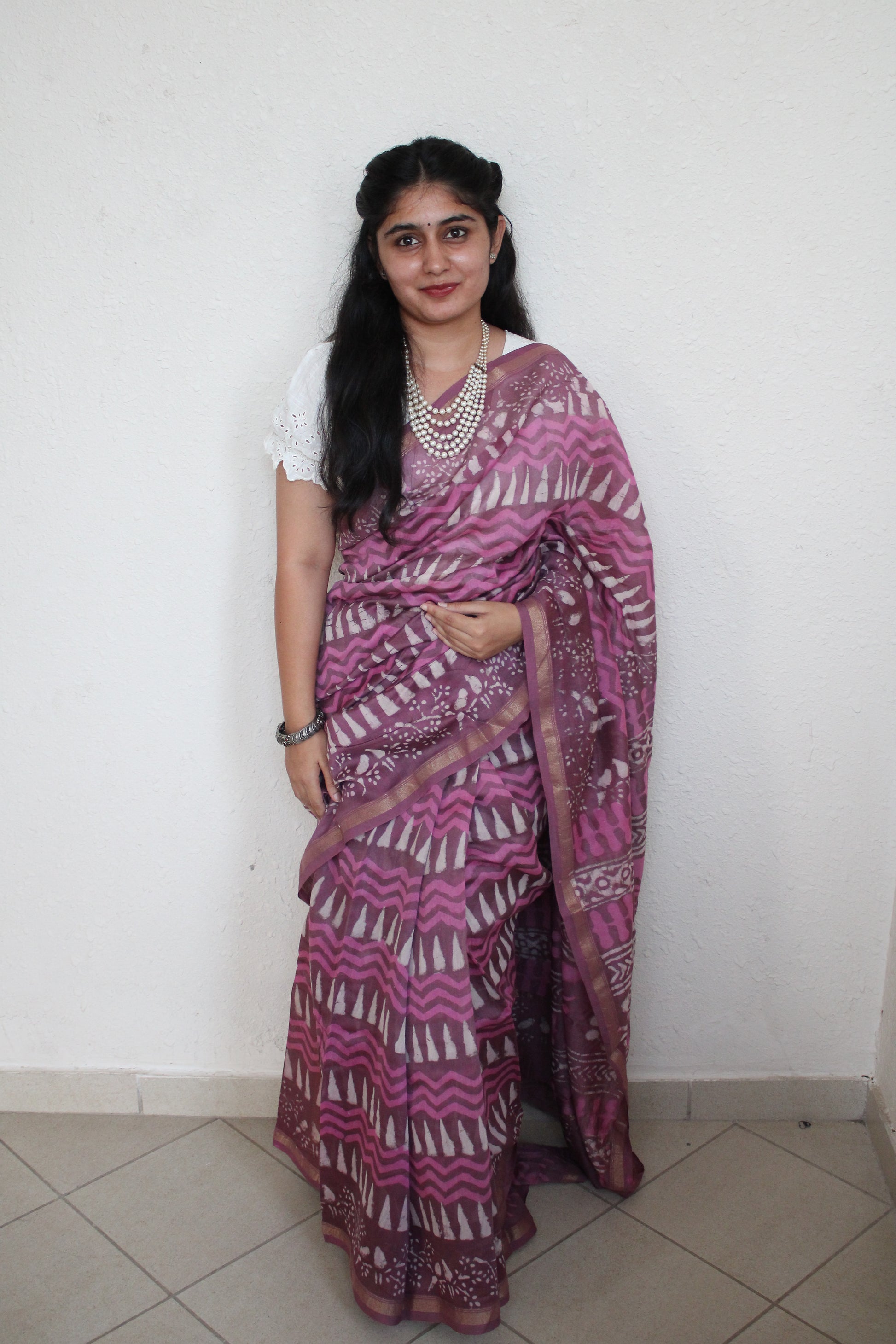 Samara- Bagru Natural Dyes Handblock Printed - Chanderi Silk Saree