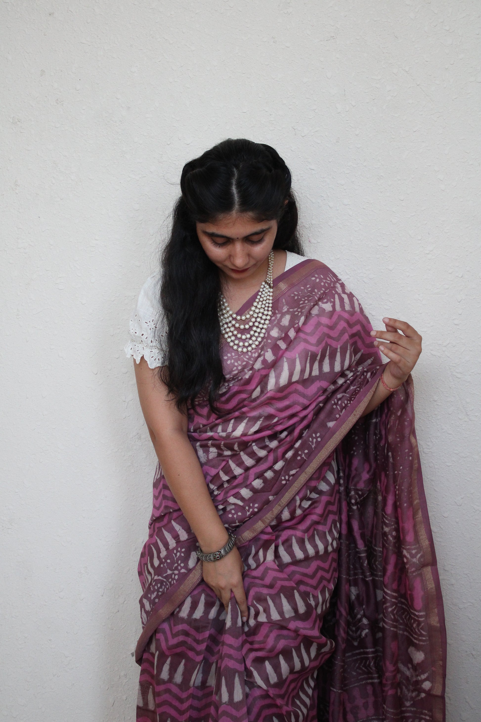 Samara- Bagru Natural Dyes Handblock Printed - Chanderi Silk Saree