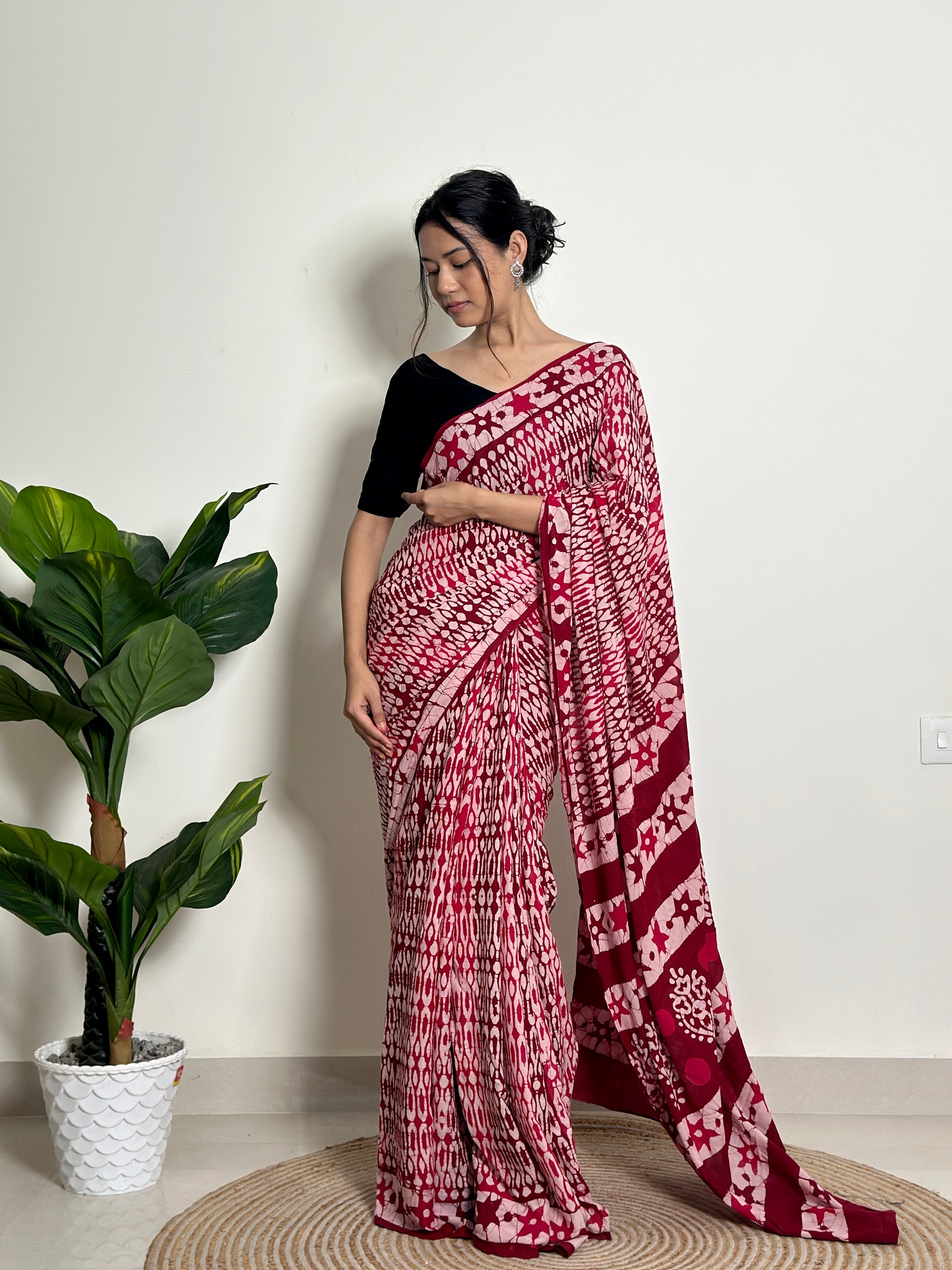 Starlight - Handblock Print Natural Dyed -  Mulmul Cotton Saree