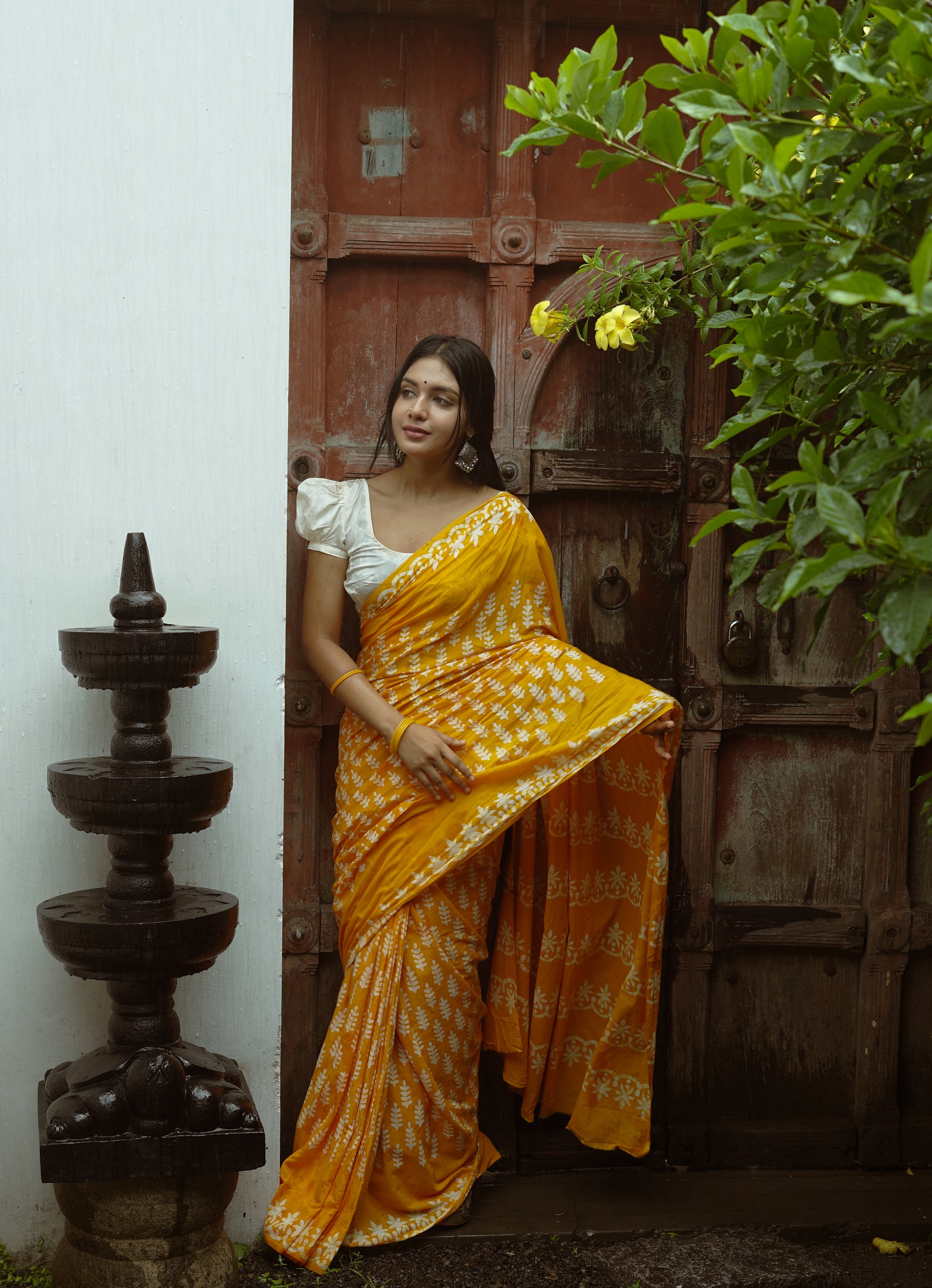 Summer Vacation Collection - Ammiya - Handblock Print Natural Dyed - Mulmul Cotton Saree