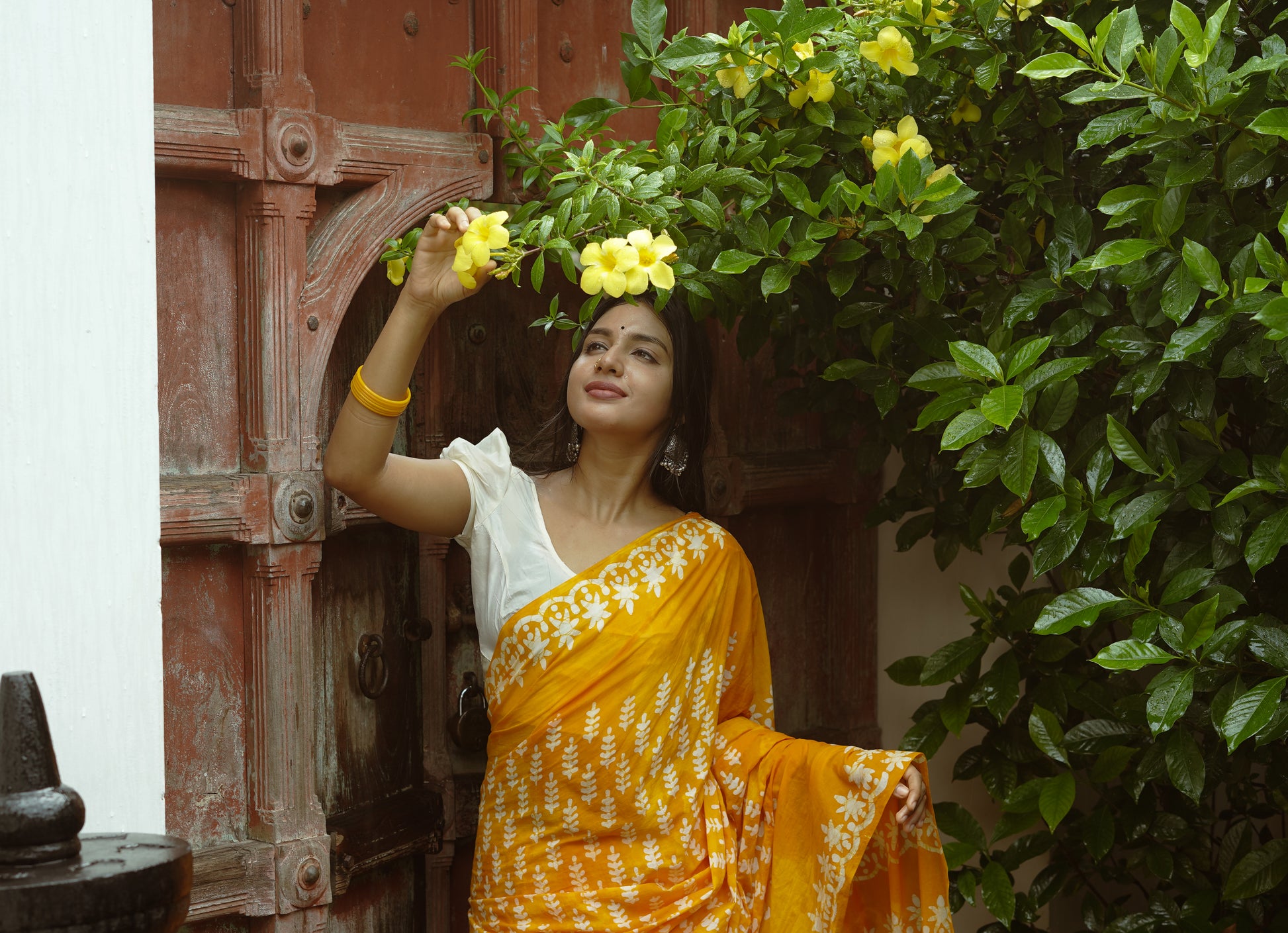 Summer Vacation Collection - Ammiya - Handblock Print Natural Dyed - Mulmul Cotton Saree