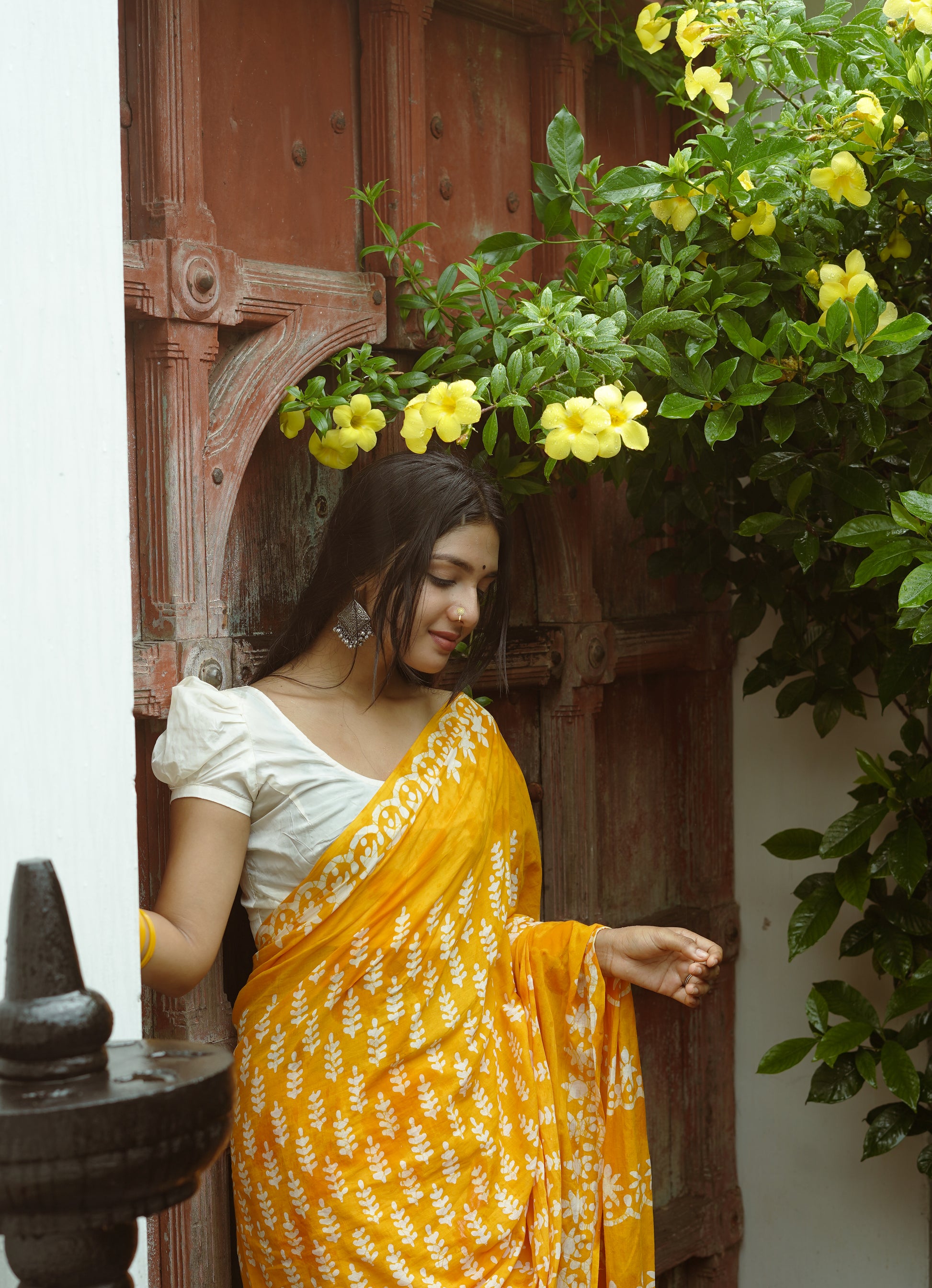 Summer Vacation Collection - Ammiya - Handblock Print Natural Dyed - Mulmul Cotton Saree