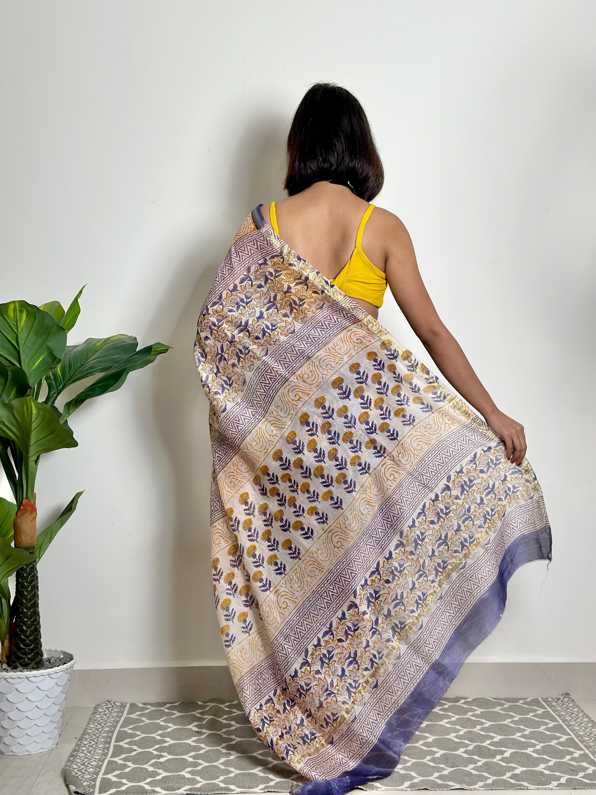 Anika - Handblock Printed - Chanderi Silk Saree