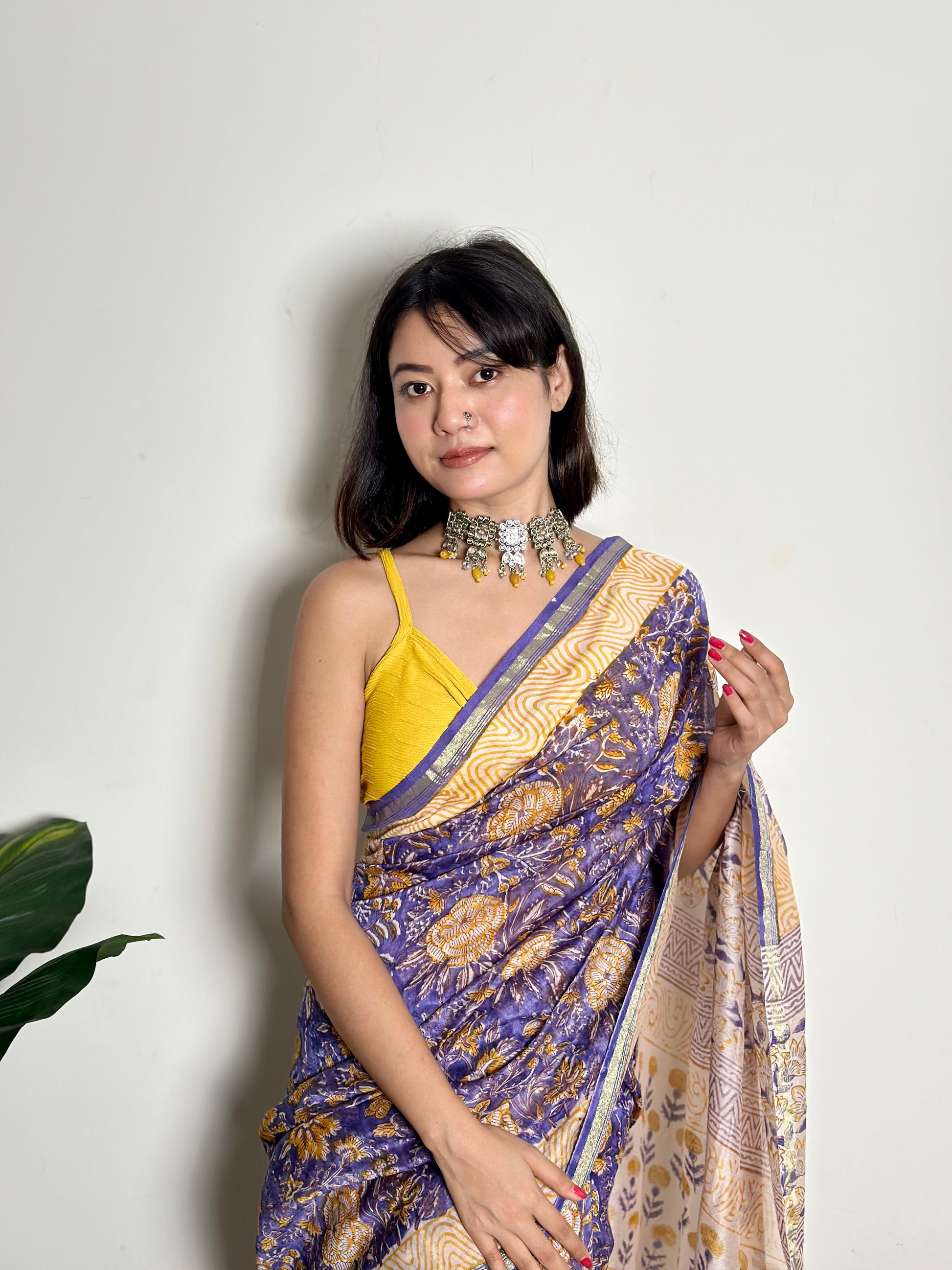 Anika - Handblock Printed - Chanderi Silk Saree