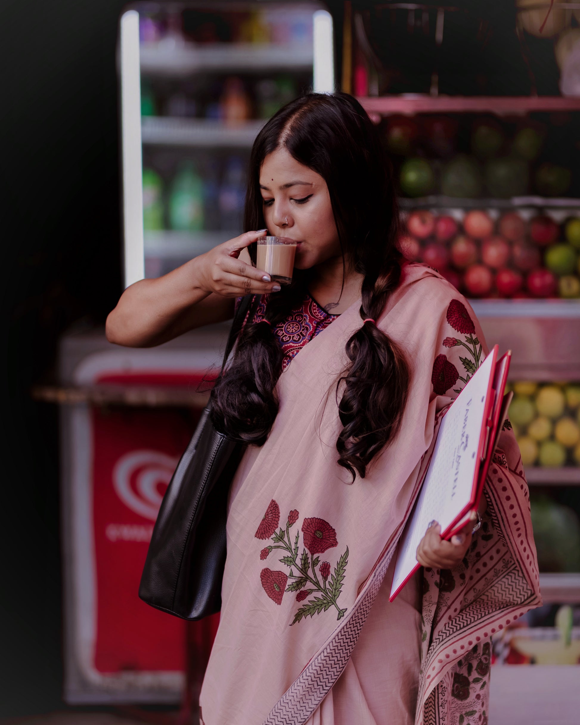 Taabeera - Handblock Print Natural Dyed - Mulmul Cotton Saree